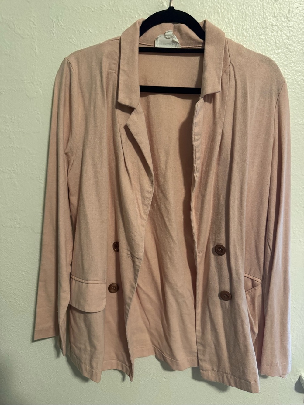 Women's Blush Open Front Knit Blazer Jacket